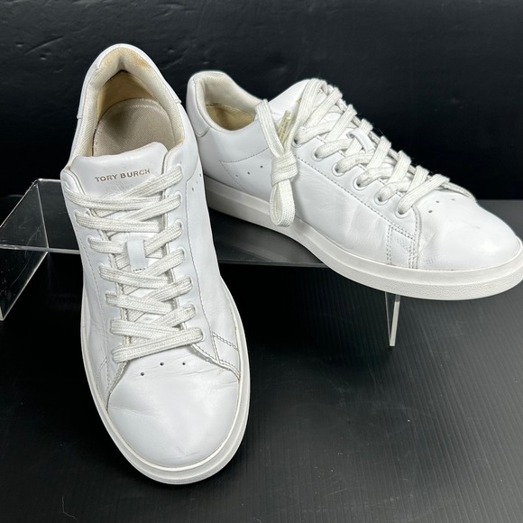 Tory Burch‎ Size 9 M HOWELL White Leather Sneakers Womens Lace Up Shoes - Picture 5 of 10
